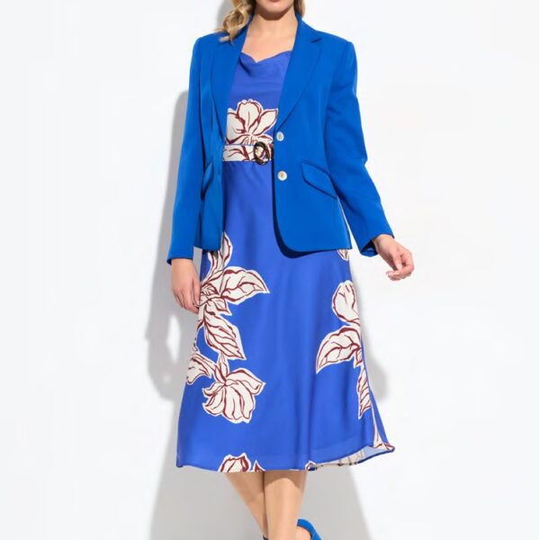 Vestido midi de vestir estampado azul Chevió - Imagen 2