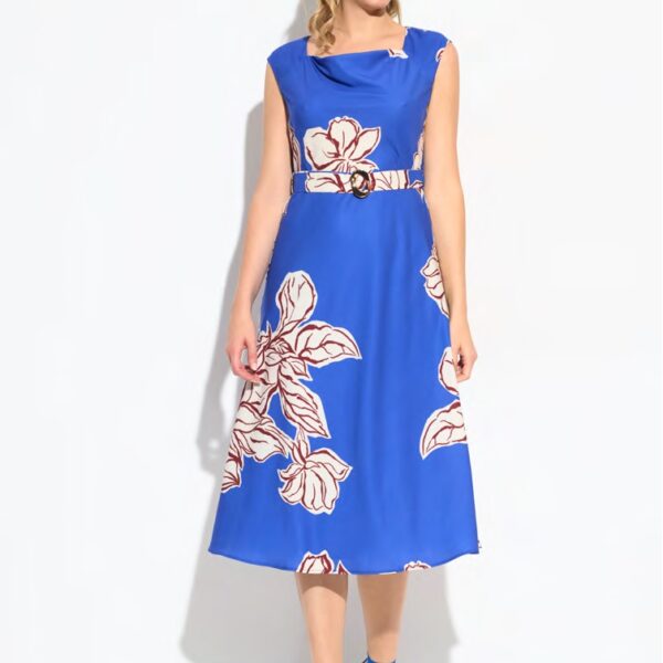 Vestido midi de vestir estampado azul Chevió