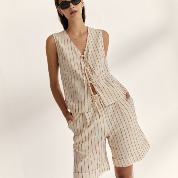 Blusa-chaleco raya diplomática Paz Torras - Imagen 3