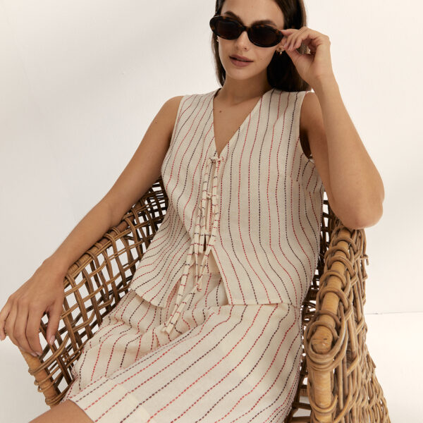 Blusa-chaleco raya diplomática Paz Torras