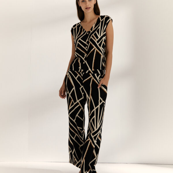 Blusa-chaleco estampado negro Paz Torras - Imagen 2