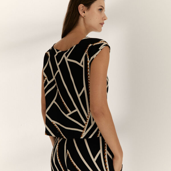 Blusa-chaleco estampado negro Paz Torras - Imagen 3