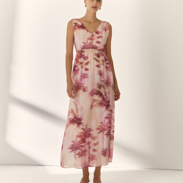 Vestido largo estampado rosa Paz Torras