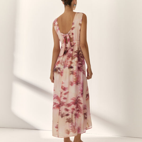 Vestido largo estampado rosa Paz Torras - Imagen 2