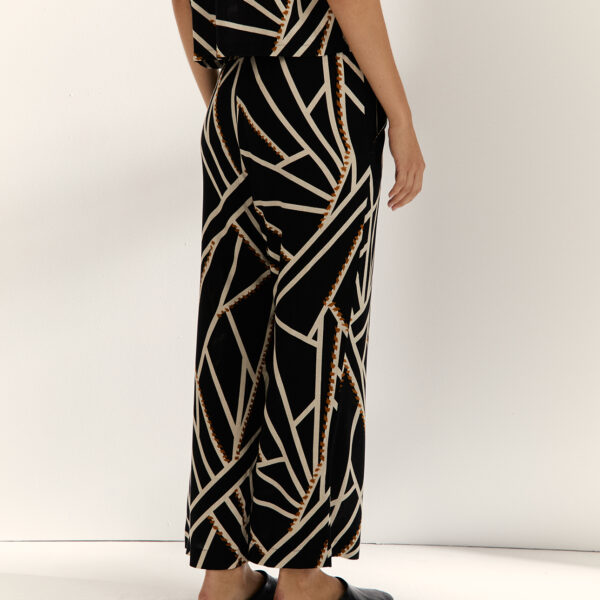 Pantalón lino negro estampado Paz Torras - Imagen 3