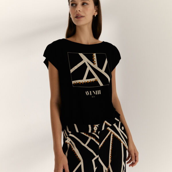 Camiseta negra manga corta Paz Torras - Imagen 3