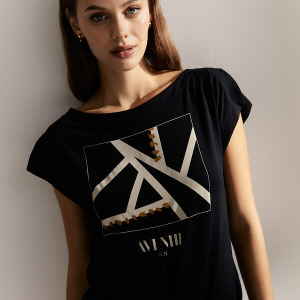 Camiseta negra manga corta Paz Torras - Imagen 2